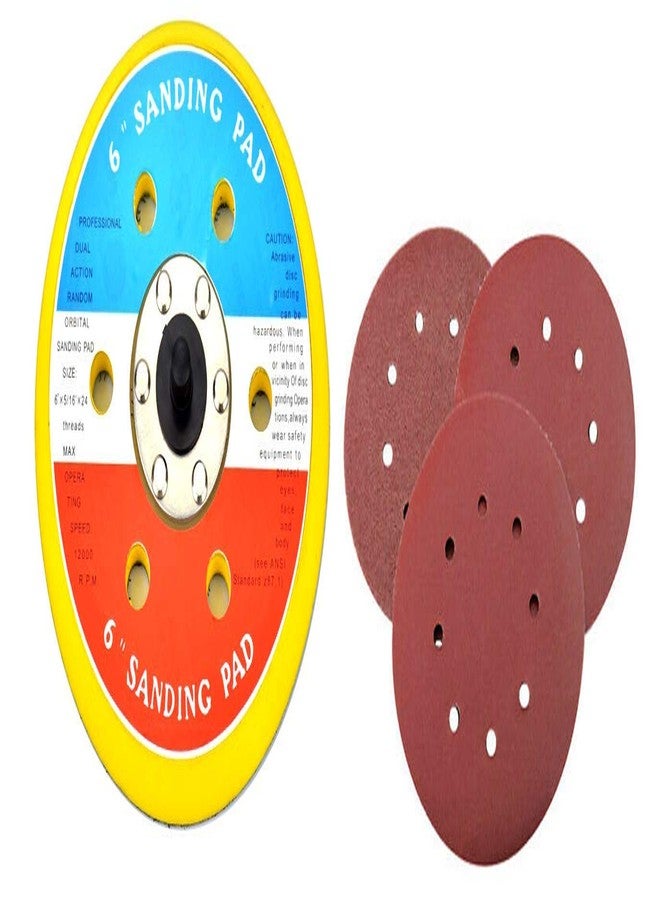 ISC 6" Inch Air Sanding Disc Pad With Emery Sandpaper Combo - Image 1